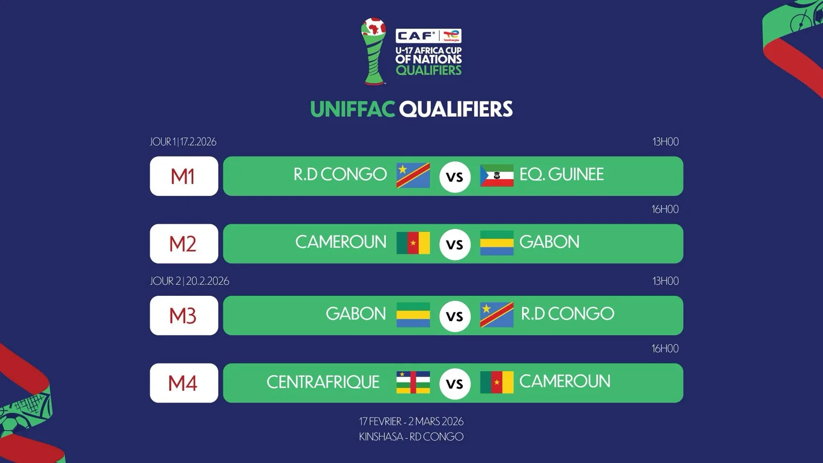 UNIFFAC U17 : марафон начинается сегодня, и вот полное расписание !